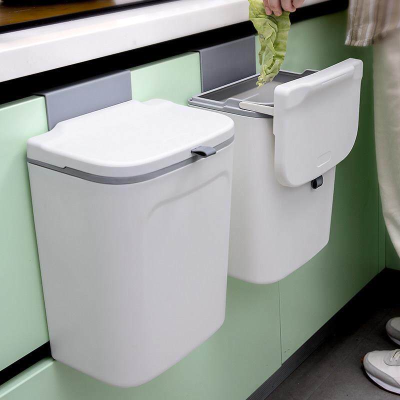 厨房垃圾桶带盖子家用整体橱柜门悬挂壁挂式厕所化妆室客厅创意收