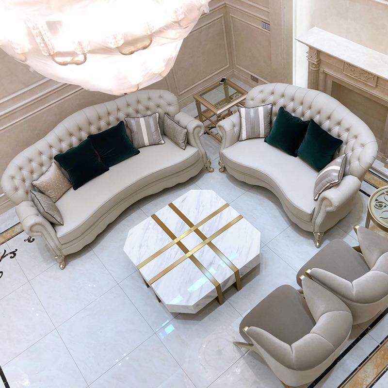 美式轻实皮艺拉扣沙发组合现木别墅欧式大小户型2022-278高代端奢