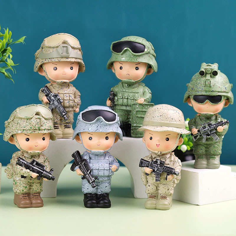 军人手办盲盒批发退伍士兵纪念品树脂桌面摆件家居装饰生日礼物男