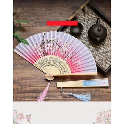 1PC Vintage Style Silk Chinese Folding Fan Japanese Pattern