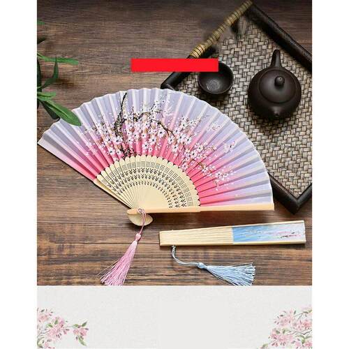 1PC Vintage Style Silk Chinese Folding Fan Japanese Pattern
