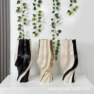 时尚轻奢树脂花瓶摆件客厅花艺样板房绿植装饰办公楼柜台电视柜