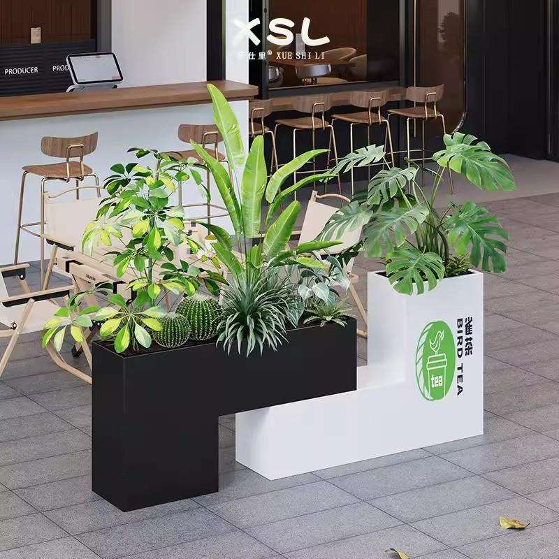店铺组合外摆花箱围栏隔断户外铁艺种植箱金属花盆不锈钢花槽