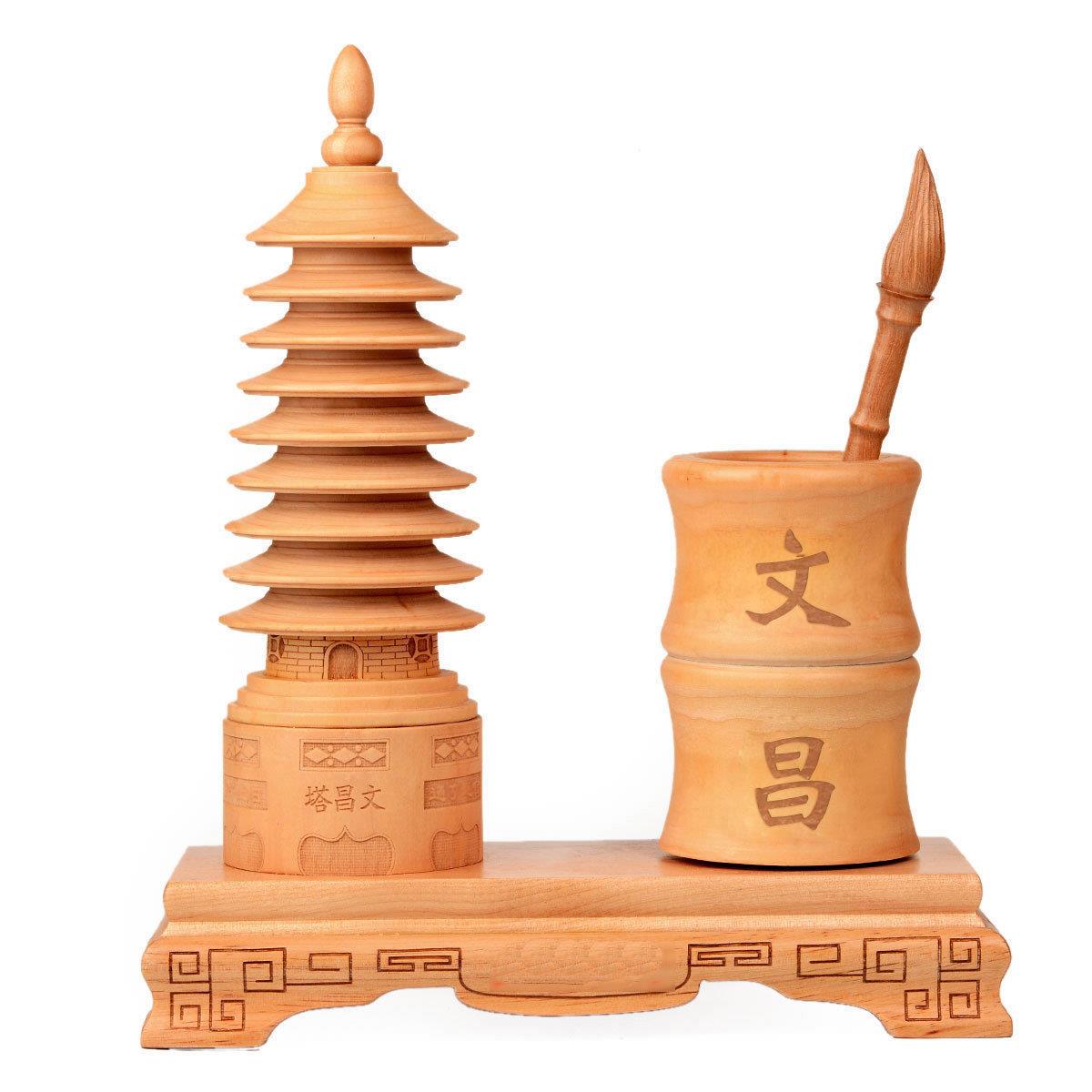 九层红木文昌塔笔架雕刻工艺品办公摆件办公书房摆件免费文昌笔