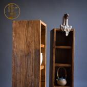 定制实木格子架原木茶壶陶器展示架矩形创意壁挂式 储物柜