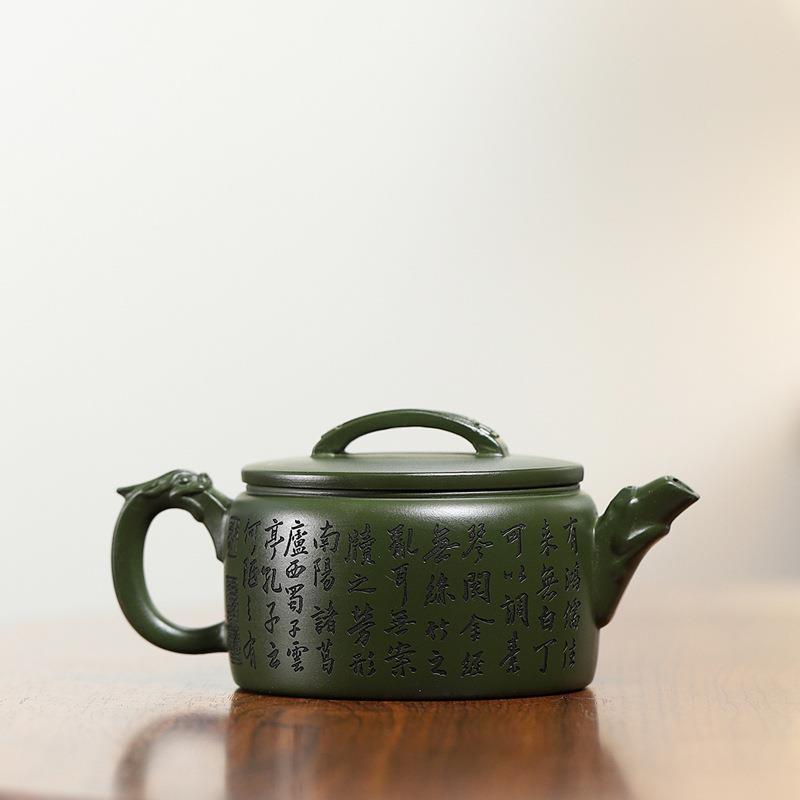 各平台密文货宜兴墨绿泥紫砂壶手工制作双桥汉瓦茶壶单壶