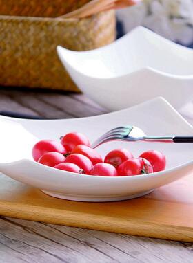 酒店餐具创意子盘MDZ瓷盘纯白色菜陶瓷汤盘深骨盘家用方盘瓷菜碟