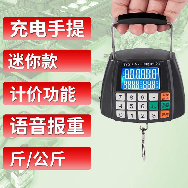 贝雅手提秤电子称快递便携式挂钩100斤家用勾子小称手提买菜计价
