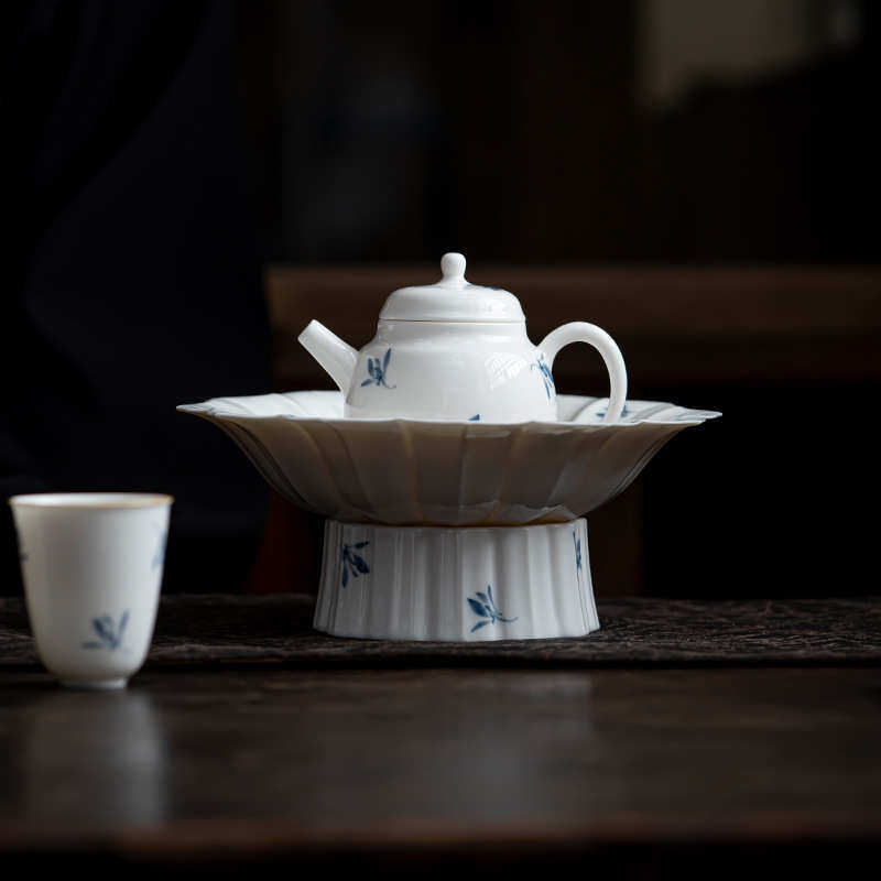 九匠风纯手绘蝴蝶兰花壶承泡茶台茶点盘家用创意陶瓷莲蓬沥水果盘,餐饮具,茶具礼盒,淘宝优惠券,粉丝福利购,淘宝优惠卷