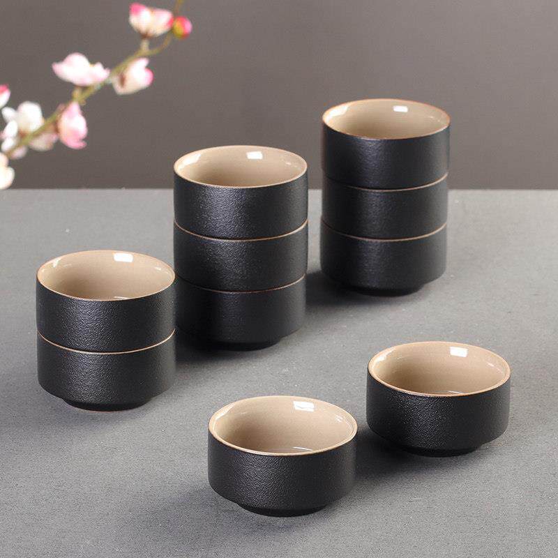 黑陶茶杯6祇装品茗杯功夫茶具小茶盏茶碗陶瓷家用简约喝茶10个杯