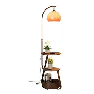 中古风柚子落地灯客厅沙发旁氛围感茶几美式复古卧室床头柜一体灯