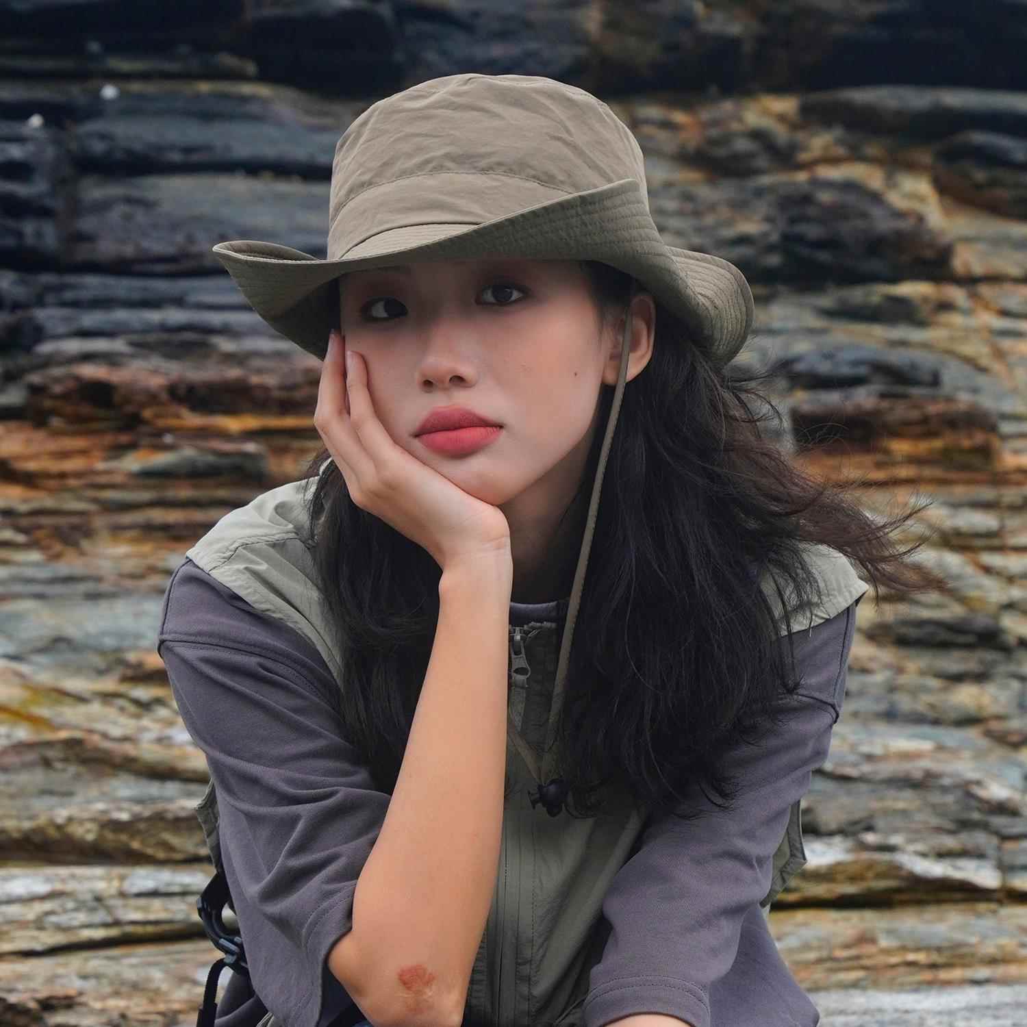 日系出游薄款渔夫帽女夏季防晒遮阳登山帽男户外帽子