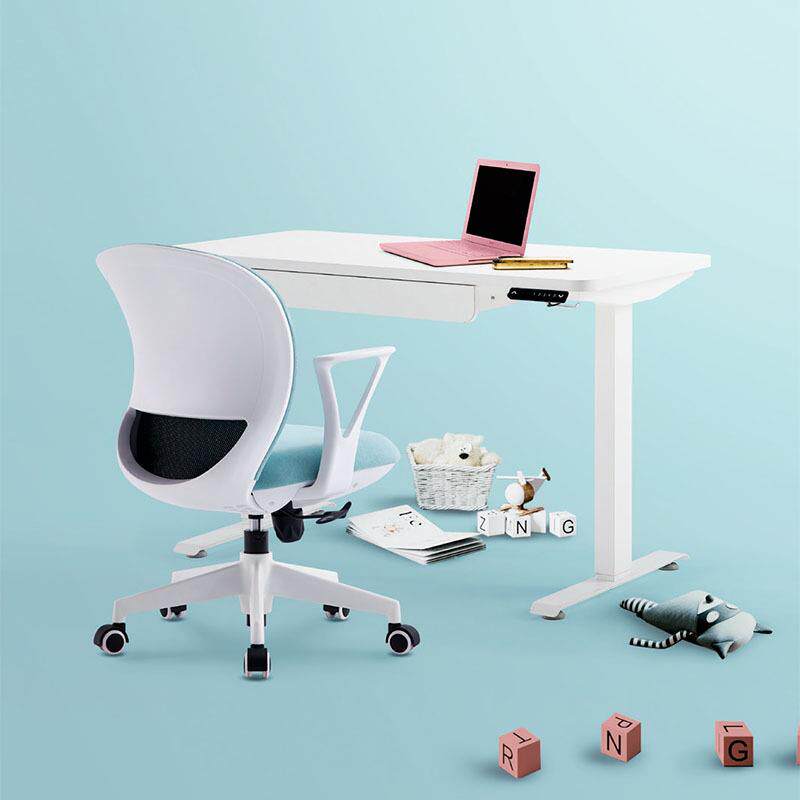 时尚白色家用书房小巧学习电脑转椅办公室人体工学职员护腰升降椅