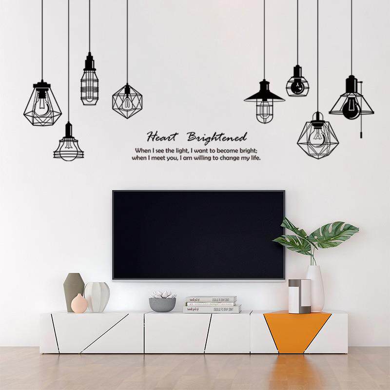 旅康CH39029AB黑色吊灯风家居客厅自粘墙贴装饰画墙面可移除贴纸