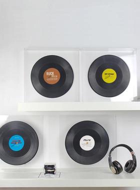 道具黑胶唱片墙面装饰品样板间书房书架创意摆件客厅背景墙软装