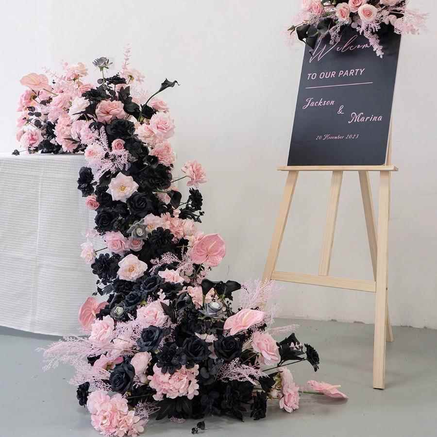 婚黑庆色粉花色长排花品仿真花TPQ束装饰布置套新装仿真花玫瑰假