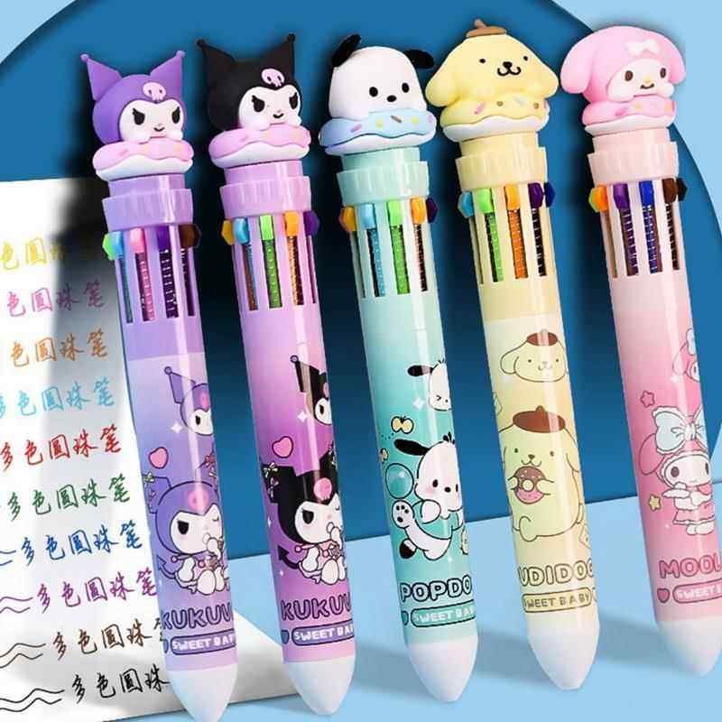 圆珠笔卡通可爱创意多色合一记号笔按压式彩色多功能笔学生手账笔