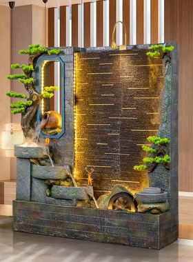 大水酒幕墙流水21011型屏风店庭院假山喷泉装落饰招财风水轮客厅