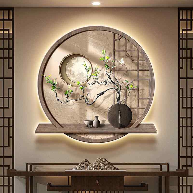 宋代美学绿植玄关装饰画新中式花瓶走廊挂画禅意茶室背景墙壁画灯,家居饰品,现代装饰画,淘宝优惠券,粉丝福利购,淘宝优惠卷