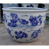 高档景德镇庭青花陶瓷水鱼缸落地米特大缸瓷缸1睡莲大荷花缸乌龟