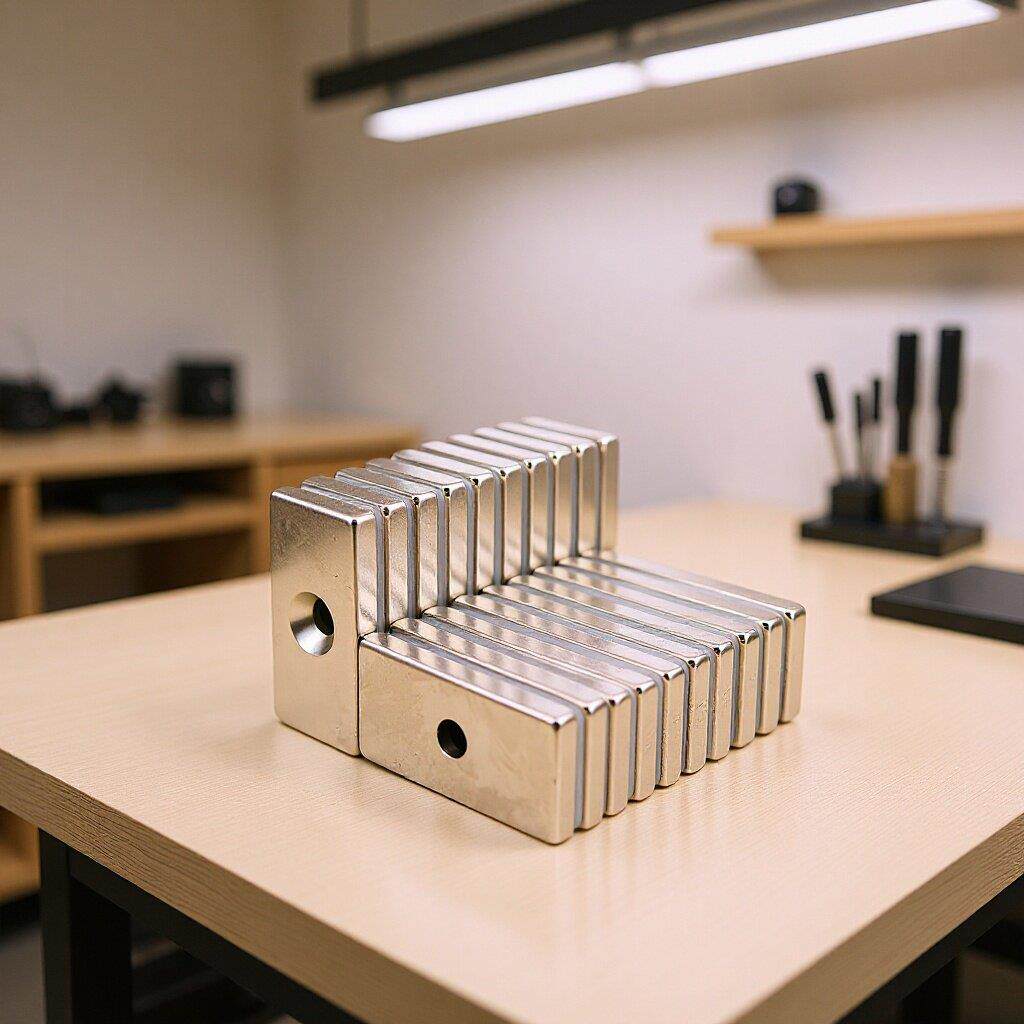 N35钕铁硼长方形沉孔强磁F40x20x3/4/5mm灯饰强力磁铁吸铁石