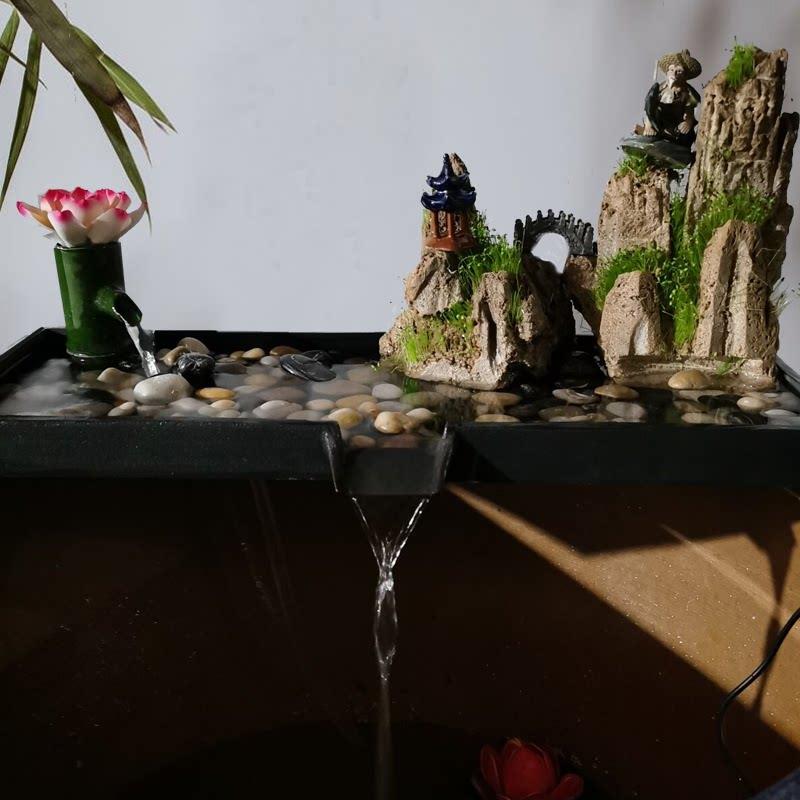 陶瓷鱼缸流水摆循环过滤养鱼配件大造型山石磨件假喷泉庭院EYH水