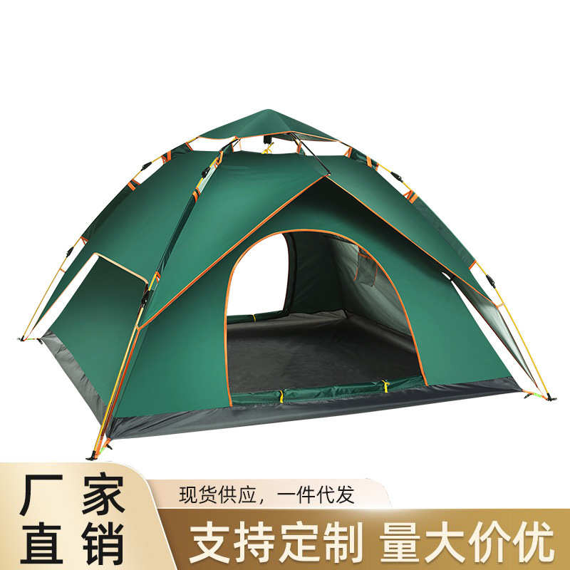 暴雨4双人防雨加厚人防全自动帐篷人-户外帐篷双层露营野外32野营