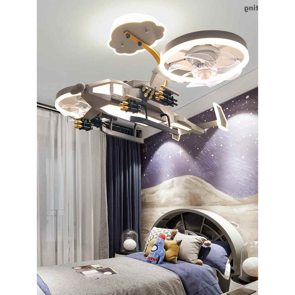 飞机灯儿童房男卧349室灯阿凡达直机造孩型头智能语音遥摇控吸升