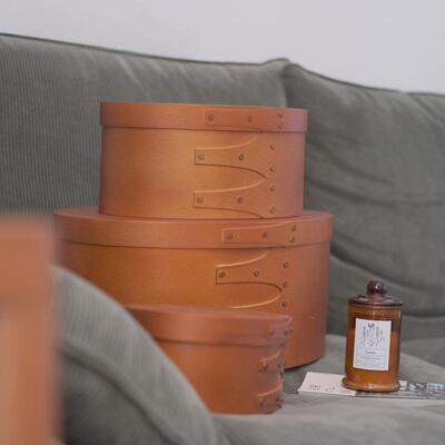 北欧复古手工木制夏克盒中古小众艺术简约收纳盒高级椭圆形收纳筐