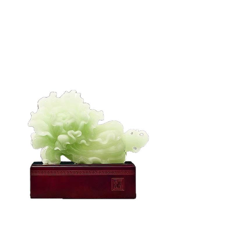 玉石白菜摆件客厅酒柜玄关办公室招财装饰品店铺开U业乔迁新居礼