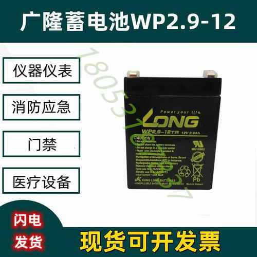 台湾long蓄电池12V2.9AH 扩音器精密仪器 广隆WP2.9-12TR现货销售