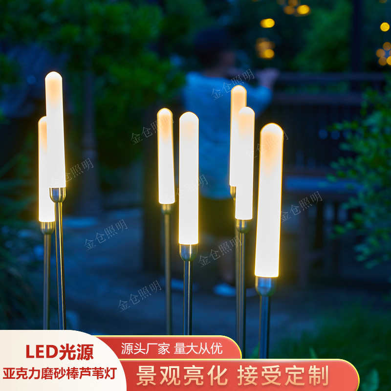 LED发光芦苇灯亚克力磨砂棒防水插地户外草地亮化景观草坪灯
