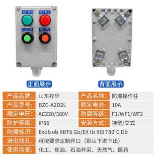 防爆操作柱壁挂式铸铝就地远程操作箱仪表启动停止急停按钮开关箱