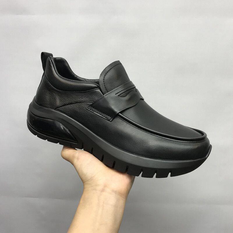 IT ins潮牌乐福鞋男头层牛皮厚底气垫一脚蹬套脚商务驾车休闲皮鞋