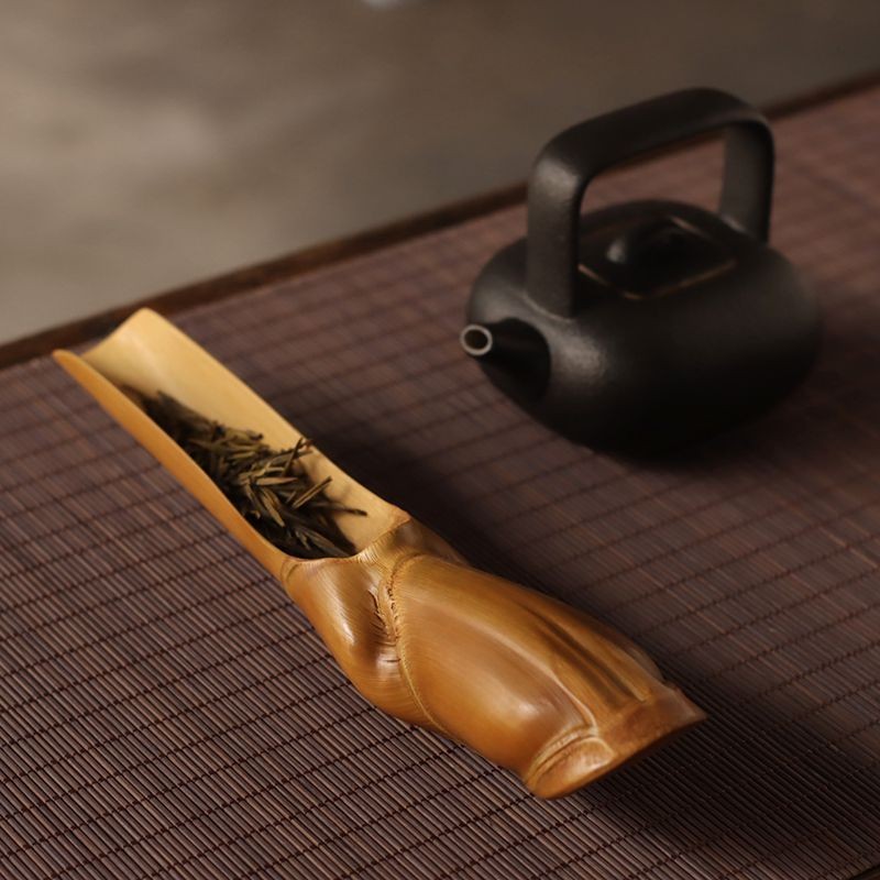手工打磨异形龟甲竹茶铲竹制佛肚竹茶则铲茶勺茶道竹茶具竹雕工艺