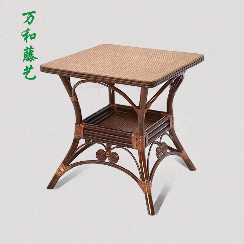 手工藤编织圆茶几家用圆桌简约阳台茶桌阳台方桌简约百搭简约角几