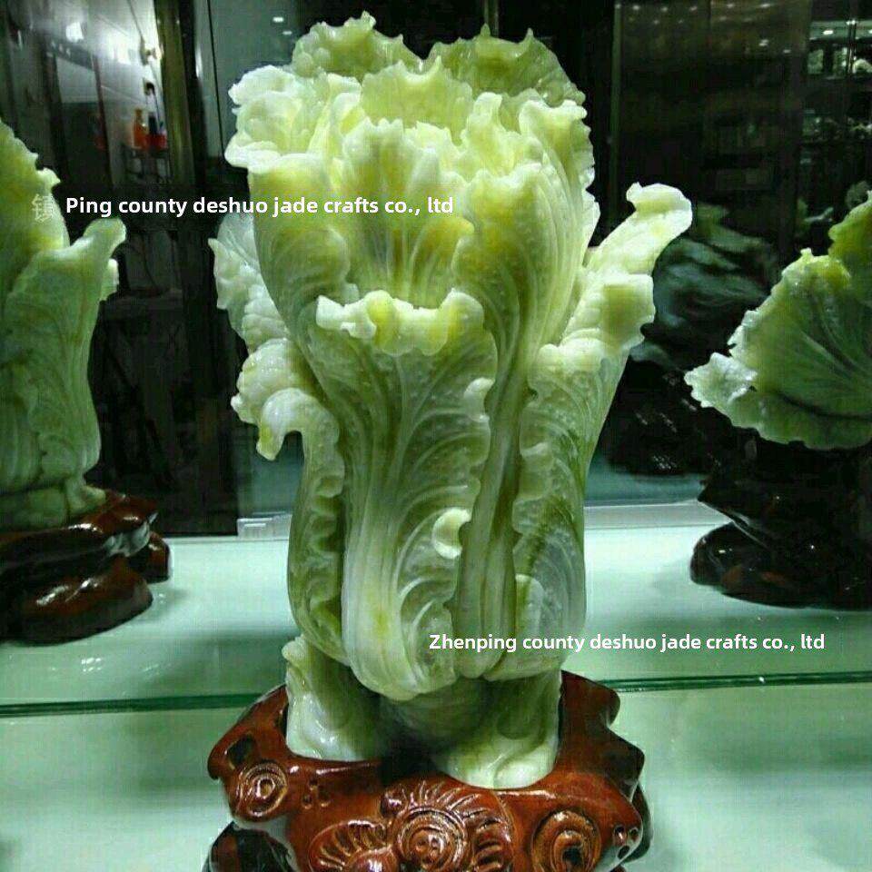 岫玉白菜摆件立即发财玉白菜客厅摆件办公室装饰品招财玄关工艺品