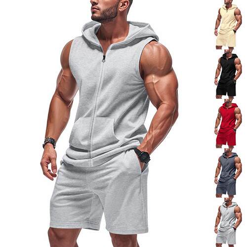 Stylish men's fitness zipper hooded breathable functional
