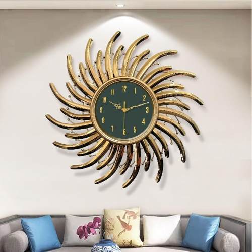 客厅网红钟表挂钟玄关家用静音时钟大气时尚轻奢金属挂墙壁挂时钟