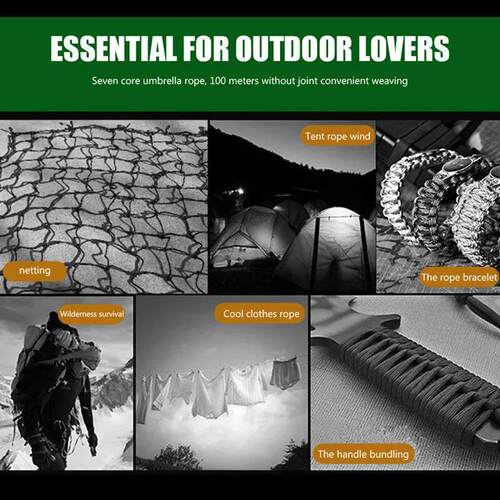 7 Cores 550 Paracord Cord 5 15 30 M Dia.4mm For Outdoor Camp