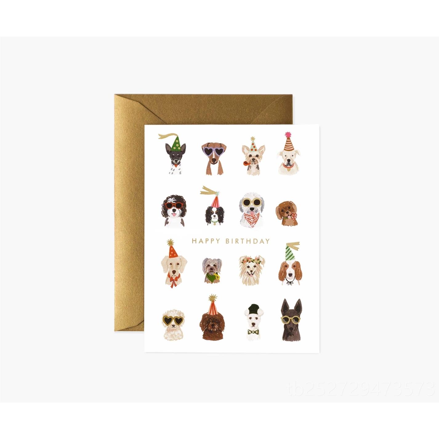 高档美国进口生日卡片 Rifle aper 复古意插画贺P创卡祝福女孩 礼