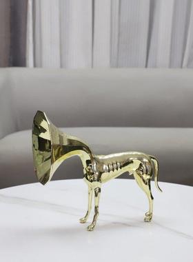 式轻奢性小众动物金书色喇叭个欧狗1256雕塑摆件客厅玄关房家居装