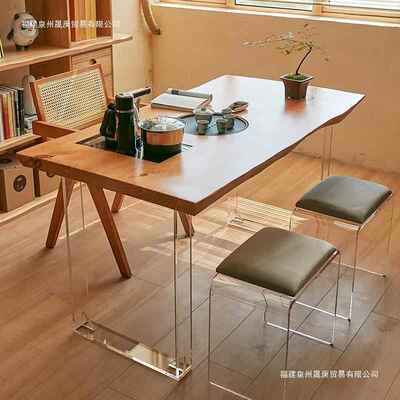 新中式三人位迷喝茶桌阳台休闲阅读茶VBP泡台午后亚你克力腿茶桌