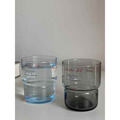 lelemonade蓝色玻璃杯子耐高温透明ins小众设计感高级感酒杯水杯