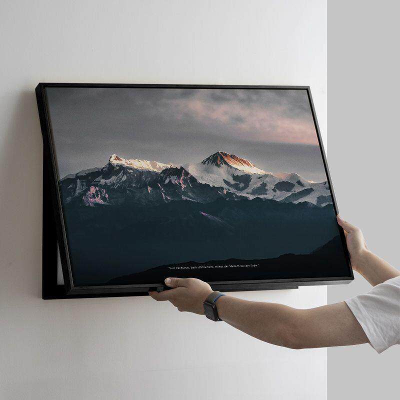 山水电表箱装饰画现代客厅轻奢配电箱遮挡挂画横款极简富士山