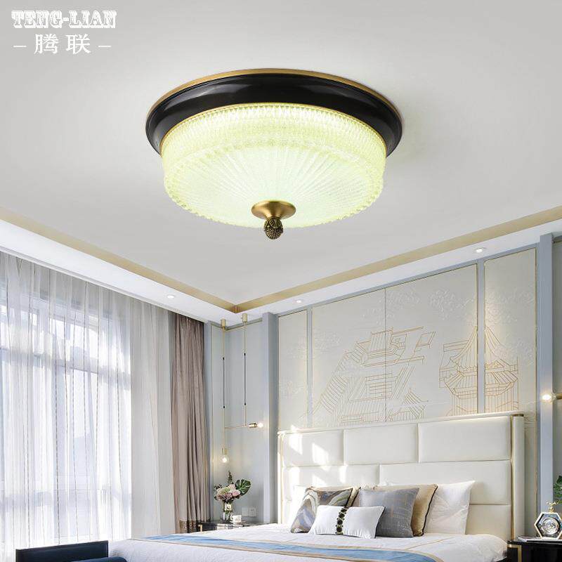 美式卧室房间吸顶灯全铜简约阳台复式楼过道楼梯吸顶灯简美客房灯