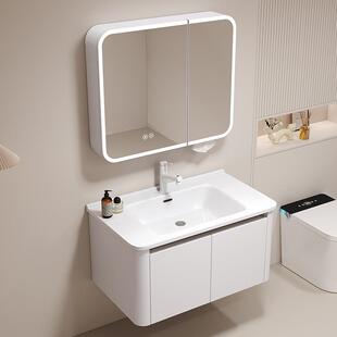 新款铝蜂窝圆角浴室柜洗手盆柜组合卫生间陶瓷一体盆洗漱台洗脸盆