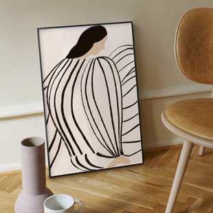 北欧马蒂斯卧室装 饰画ins风小众艺术玄关挂画抽象人物客厅落地画