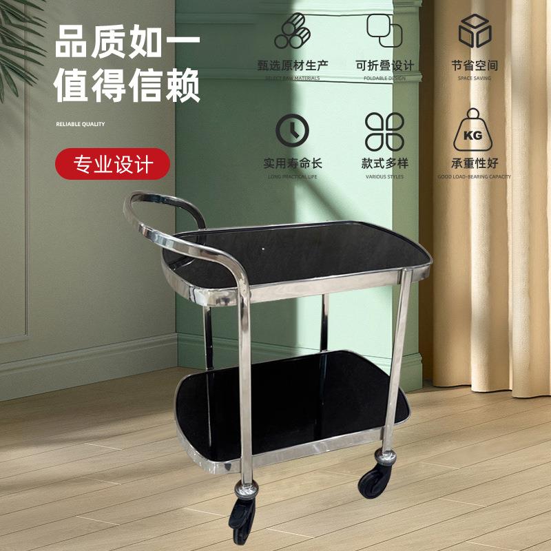 酒店不锈钢豪华手推车餐厅点心蛋糕酒水车两层大号多功能送餐车