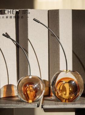 轻奢现代北欧樱桃玻璃摆件桌面玄关酒柜电视柜书房样板间样品屋展